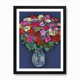 Stained Glass Floral Art Print