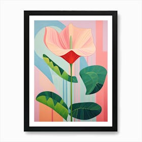 Flamingo Flower Anthurium 4 Hilma Af Klint Inspired Pastel Flower Painting Art Print