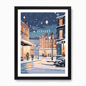 Winter Travel Night Illustration Newcastle United Kingdom 1 Art Print