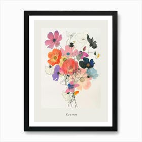 Cosmos 1 Collage Flower Bouquet Poster Art Print