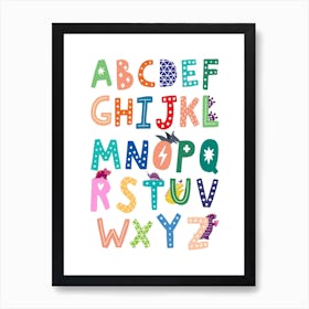 Alphabet Dinosaur For Kids Art Print