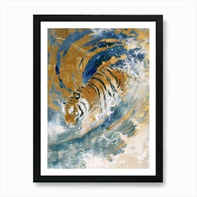 Tiger In The Wave Art Print