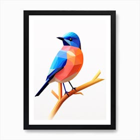 Colourful Geometric Bird Eastern Bluebird 1 Art Print