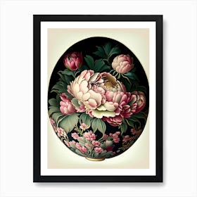 Bowl Of Beauty Peonies Cream Vintage Botanical Art Print