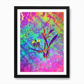 Clamshell Orchid Botanical in Acid Neon Pink Green and Blue Art Print