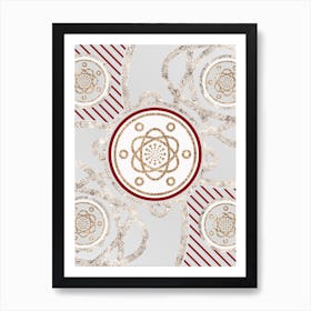 Geometric Abstract Glyph in Festive Gold Silver and Red n.0075 Art Print
