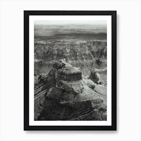 The Landscape Of Grand Canyon Black & White Art Print