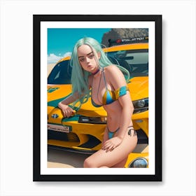 Dreamshaper V5 Billie Eilish Danncing In Bikini In Toyota Supr 3 Art Print