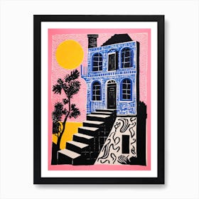 A House In New Orleans, Abstract Risograph Style 1 Art Print