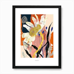 Colourful Flower Illustration Poster Daisy 4 Art Print
