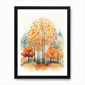 Cute Autumn Fall Scene 25 Art Print