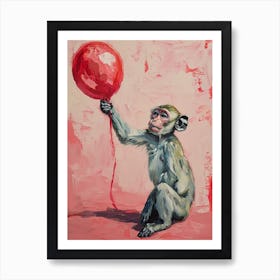 Cute Baboon 2 With Balloon Art Print