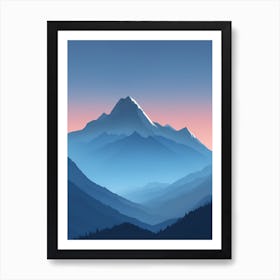 Misty Mountains Vertical Composition In Blue Tone 187 Art Print