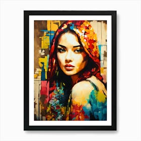 Girl With Colorful Hair 1 Art Print