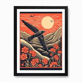 Vintage Bird Linocut Chimney Swift 2 Art Print