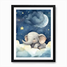 Baby Elephant 3 Sleeping In The Clouds Art Print