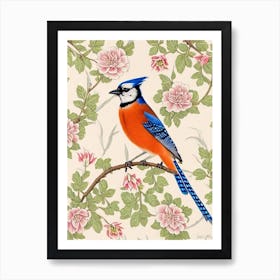 Blue Jay William Morris Style Bird Art Print