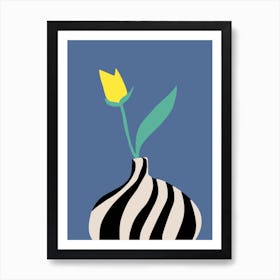 Black And White Striped Vase Art Print