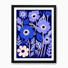 Blue Flower Illustration Cineraria 1 Art Print