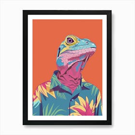 Lizard In A Floral Shirt Modern Colourful Abstract Illustration 4 Art Print