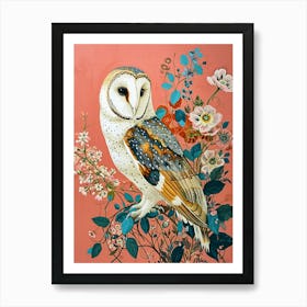 Floral Animal Painting Owl 4 Art Print