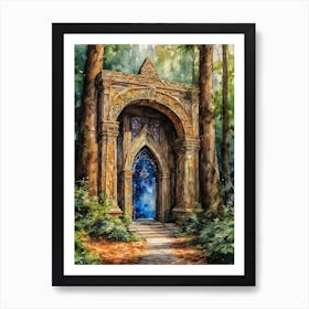 Elven Portal ~ Magical Stargate in the Woods ~ Fairytale Watercolour Forest Art Print