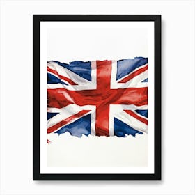 An Authoritative Watercolor Render Of The Distinguished United Kingdom Flag With Its Deep Red Cross (5) Art Print