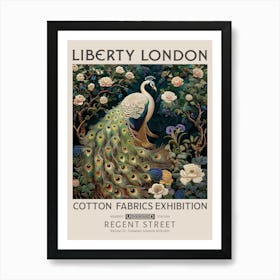 Liberty London Print William Morris Textiles White Peacock Art Print