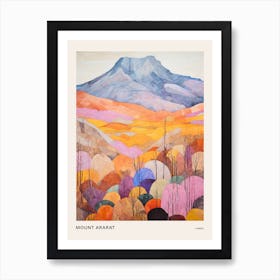 Mount Ararat Turkey 2 Colourful Mountain Illustration Poster Art Print