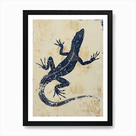 Black Minimalist Lizard Block Print 1 Art Print