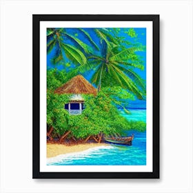 Little Corn Island Nicaragua Pointillism Style Tropical Destination Art Print
