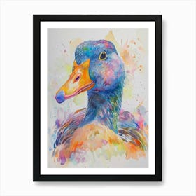 Goose Colourful Watercolour 4 Art Print