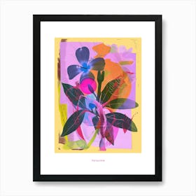 Periwinkle (Vinca) 1 Neon Flower Collage Poster Art Print