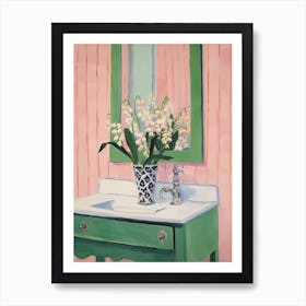 Bathroom Vanity Painting With A Lily Of The Valley Bouquet 1 Art Print