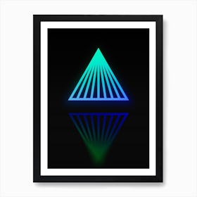 Neon Blue and Green Abstract Geometric Glyph on Black n.0280 Art Print