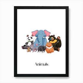50.Beautiful jungle animals. Fun. Play. Souvenir photo. World Animal Day. Nursery rooms. Children: Decorate the place to make it look more beautiful. Art Print