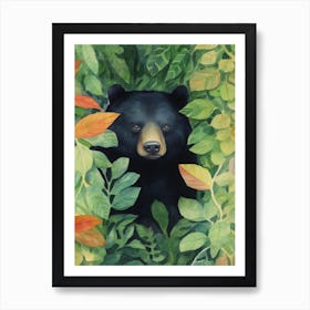 A Bear In The Jungle Watercolour 3 Art Print