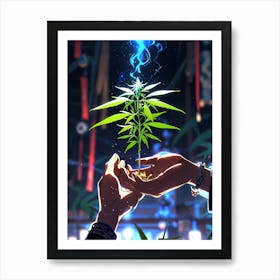 Marijuana Plant In Hands Art Print