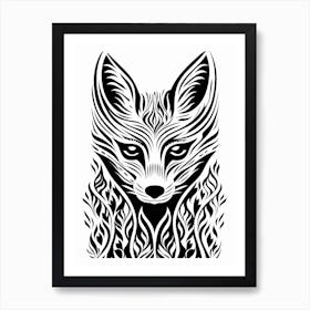 Linocut Fox Pattern 7 Art Print