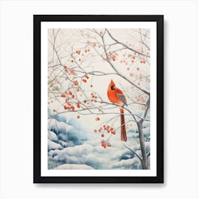 Winter Bird Painting Cardinal 2 Art Print