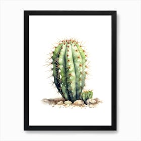 Carnegiea Gigantea Subulata Cactus Watercolour Drawing 1 Art Print