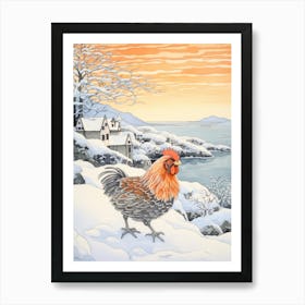 Winter Bird Painting Chicken 5 Art Print