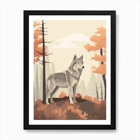 Gray Wolf Art Nouveau 3 Art Print