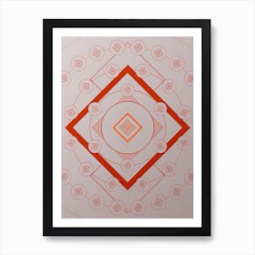 Geometric Abstract Glyph Circle Array in Tomato Red n.0023 Art Print