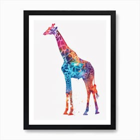 Colourful Watercolour Style Giraffe Portrait 1 Art Print