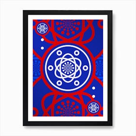 Geometric Abstract Glyph in White on Red and Blue Array n.0041 Art Print