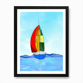 sail in the sea,boat,colorful,ocean,into the water Art Print