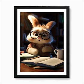 Adorable Bunny's Study Hour Print Art Print