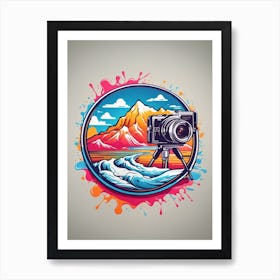 Camera And Mountains Art Print