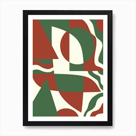 Geometrical Red And Green Art Print